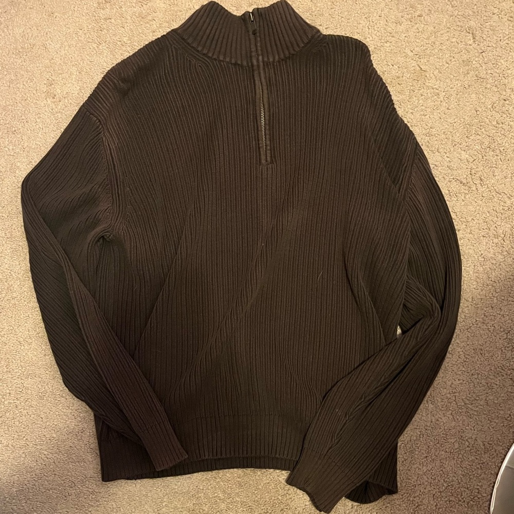 Men's Brown Half-Zip Sweater